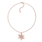 Star Flower Rose Gold Plated Large Motif Short Necklace-